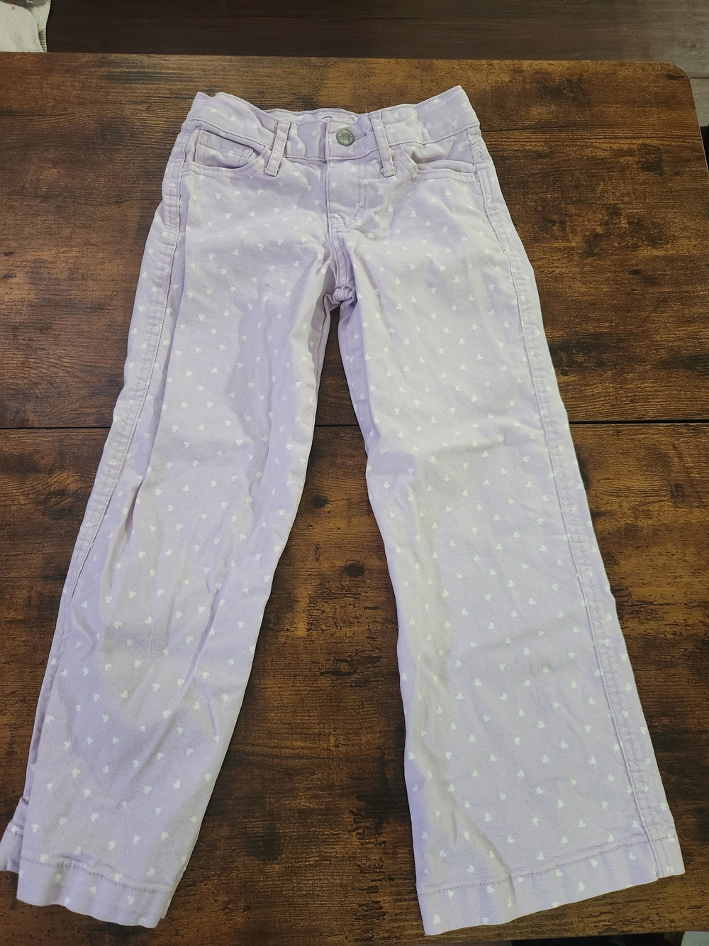 art class Lavender Heart Print Flare Jeans for Kids